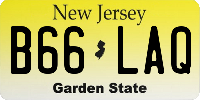 NJ license plate B66LAQ