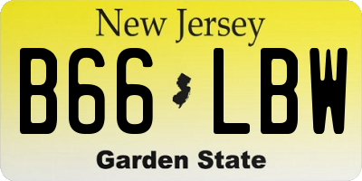 NJ license plate B66LBW