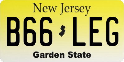 NJ license plate B66LEG