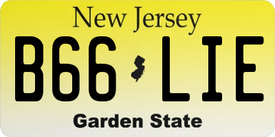 NJ license plate B66LIE
