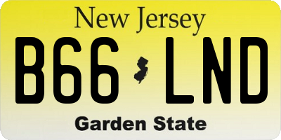 NJ license plate B66LND