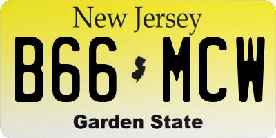 NJ license plate B66MCW