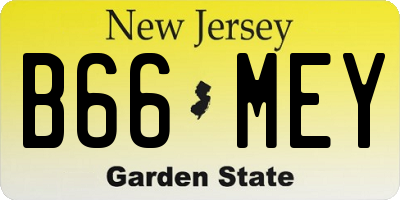 NJ license plate B66MEY