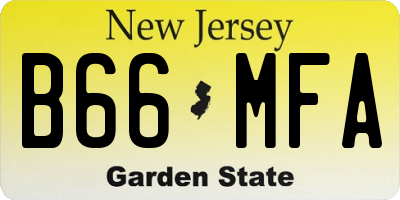 NJ license plate B66MFA