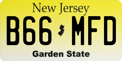 NJ license plate B66MFD