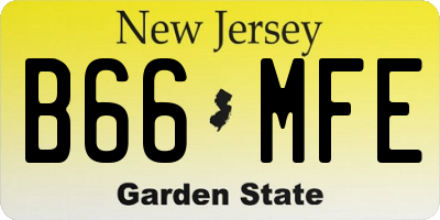 NJ license plate B66MFE