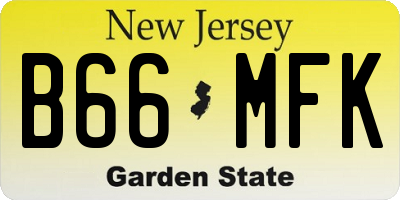 NJ license plate B66MFK