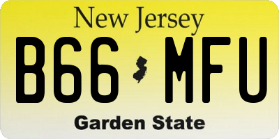NJ license plate B66MFU