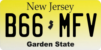 NJ license plate B66MFV