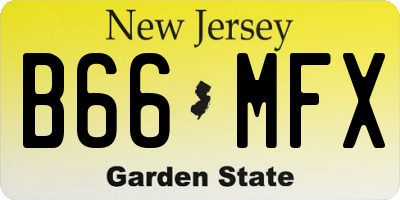 NJ license plate B66MFX