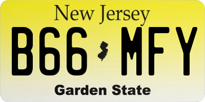 NJ license plate B66MFY