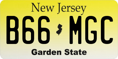 NJ license plate B66MGC