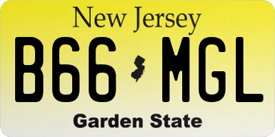 NJ license plate B66MGL