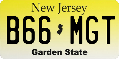 NJ license plate B66MGT