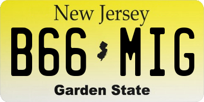 NJ license plate B66MIG