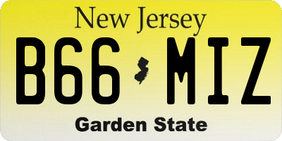 NJ license plate B66MIZ