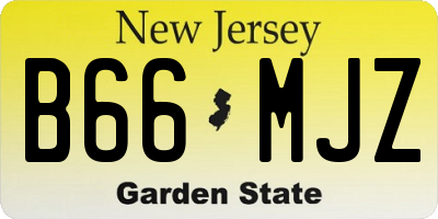 NJ license plate B66MJZ
