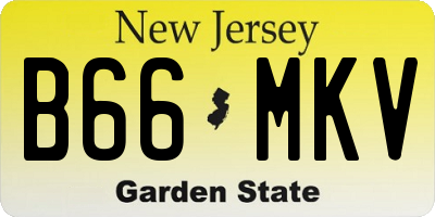 NJ license plate B66MKV