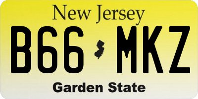NJ license plate B66MKZ