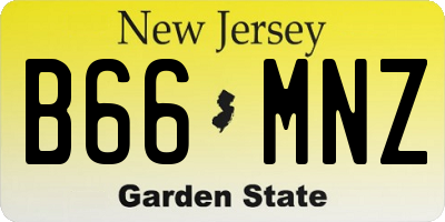 NJ license plate B66MNZ