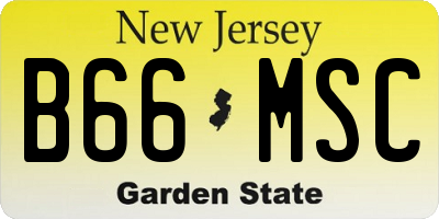 NJ license plate B66MSC