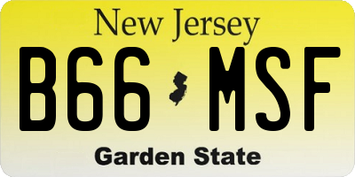 NJ license plate B66MSF