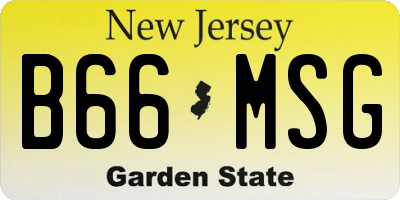 NJ license plate B66MSG