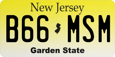 NJ license plate B66MSM