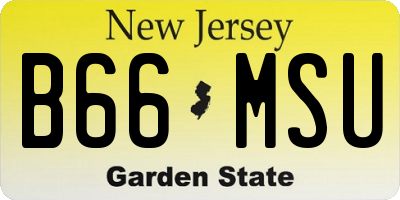 NJ license plate B66MSU