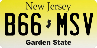 NJ license plate B66MSV