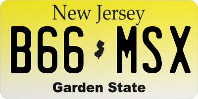 NJ license plate B66MSX