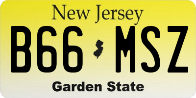 NJ license plate B66MSZ