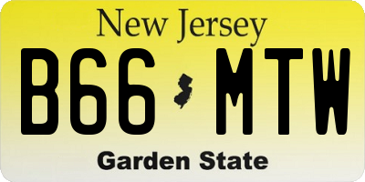 NJ license plate B66MTW