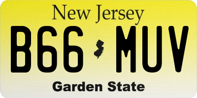 NJ license plate B66MUV