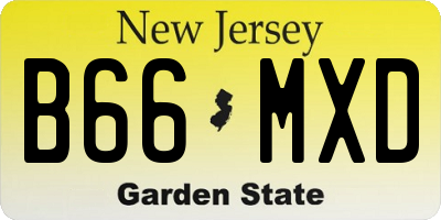NJ license plate B66MXD