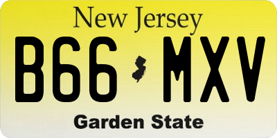 NJ license plate B66MXV