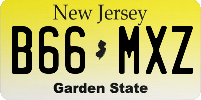 NJ license plate B66MXZ