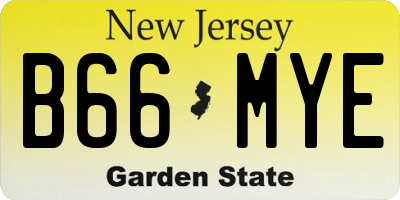 NJ license plate B66MYE