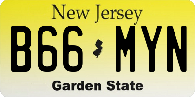 NJ license plate B66MYN