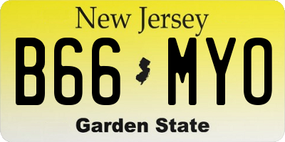 NJ license plate B66MYO