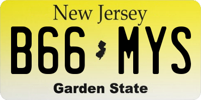 NJ license plate B66MYS