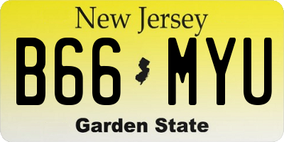 NJ license plate B66MYU