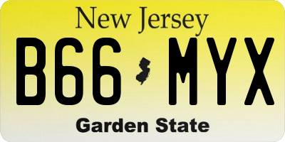 NJ license plate B66MYX