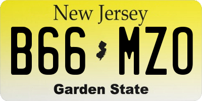NJ license plate B66MZO