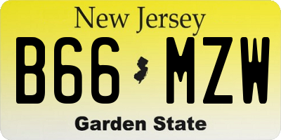 NJ license plate B66MZW