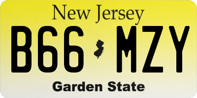 NJ license plate B66MZY