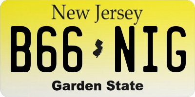NJ license plate B66NIG