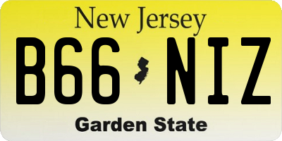 NJ license plate B66NIZ