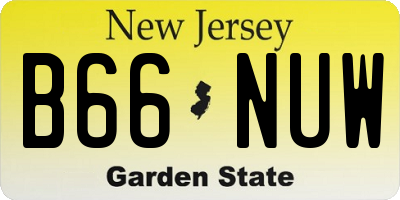 NJ license plate B66NUW