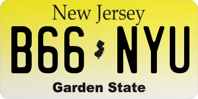 NJ license plate B66NYU